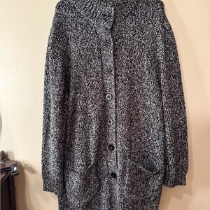 Anthony Richards Black and White Cardigan Sweater Long Knit